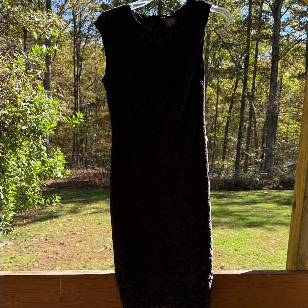 Vince Camuto Black and gold Textured Midi Dress